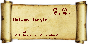 Haiman Margit névjegykártya